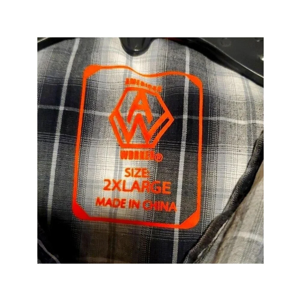 Plaid Shirt Short Sleeve Button Up Casual Work Black Gray Size Mens